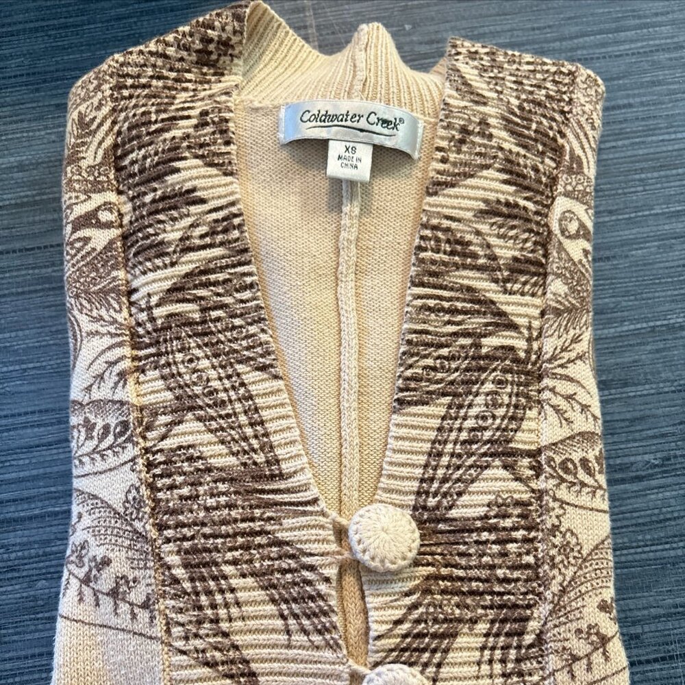Coldwater Creek Cotton blend Cardigan Dolman sleeve L Bohemian Chic Western